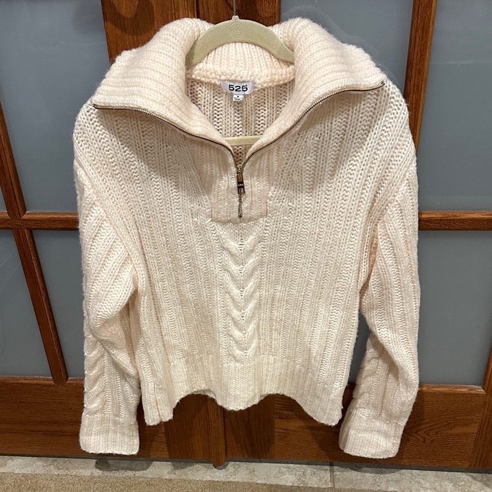 525 America Ivory Cable Knit Turtleneck Sweater - Picture 3 of 7